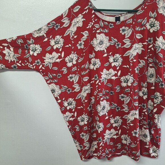 Agnes & Dora Dolman Sleeve Top Cherry Blossom Floral Womens Plus XXXL Red - Picture 6 of 7